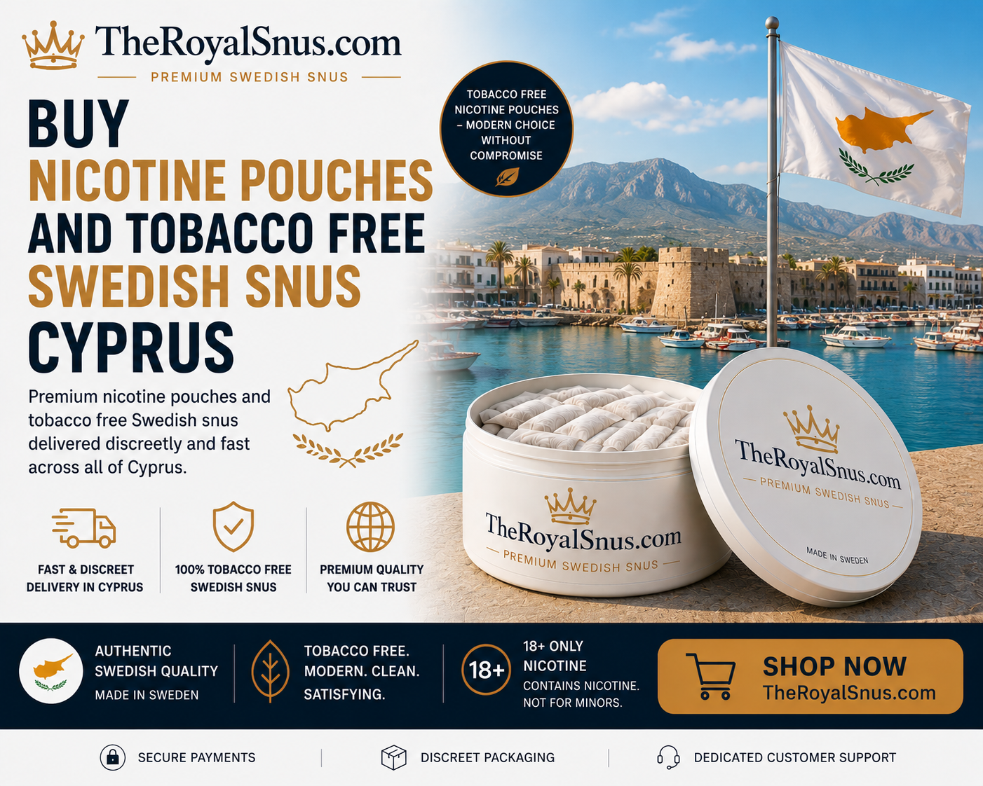 Nicotine Pouches and tobacco free Swedish Snus Cyprus