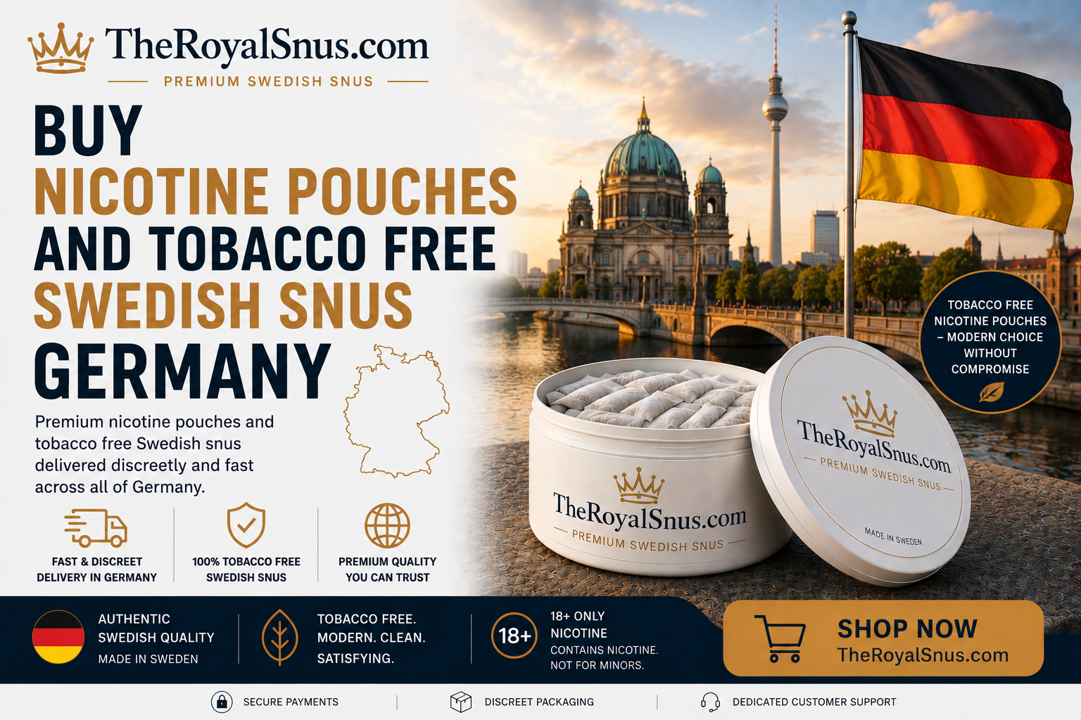 Buy Nicotine Pouches and tobacco free Swedish Snus Germany