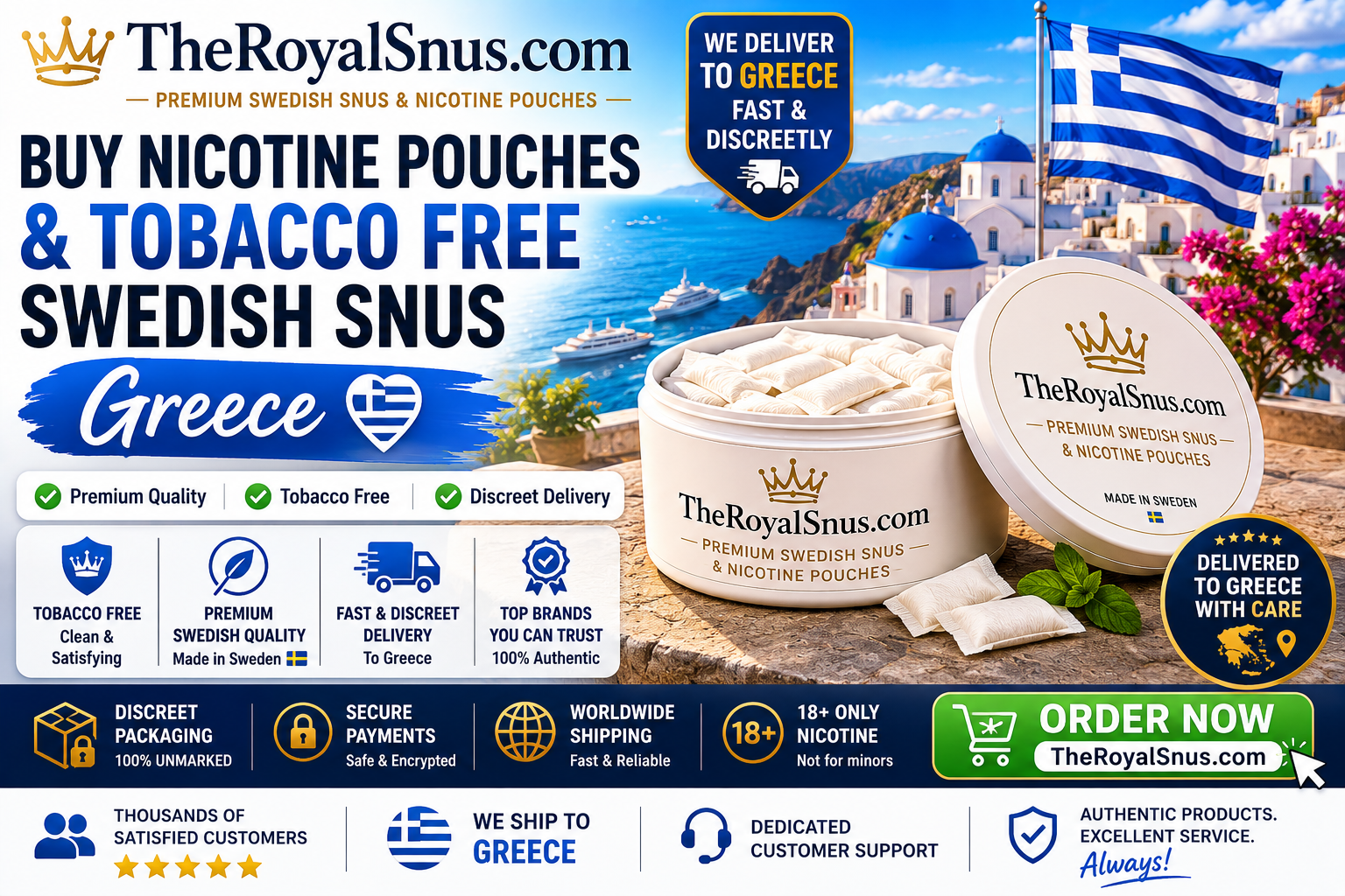 Buy Nicotine Pouches and tobacco free Swedish Snus Greece