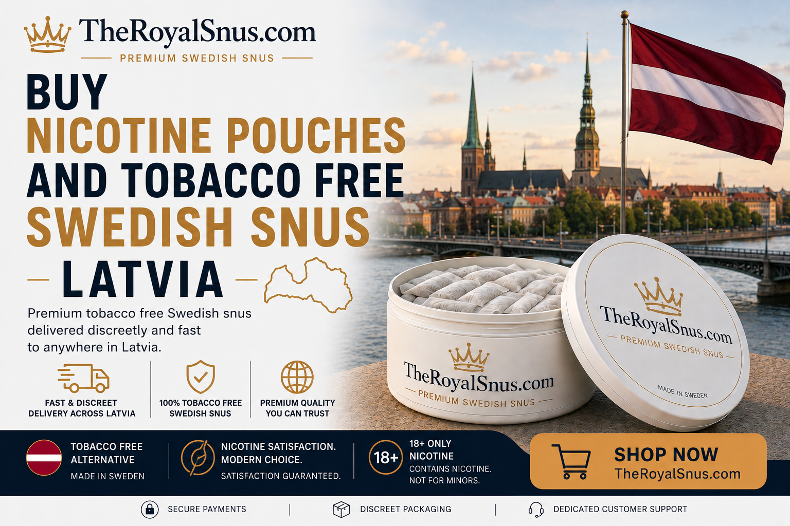 Buy Nicotine Pouches and tobacco free Swedish Snus Latvia
