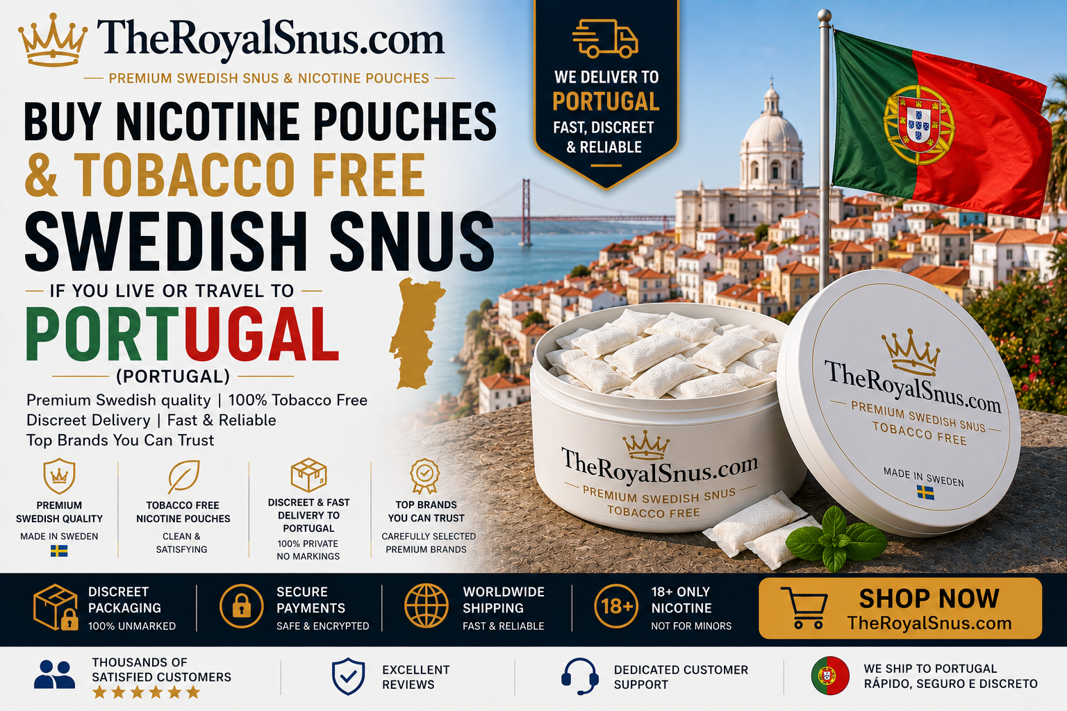 Buy Nicotine Pouches and tobacco free Swedish Snus Portugal