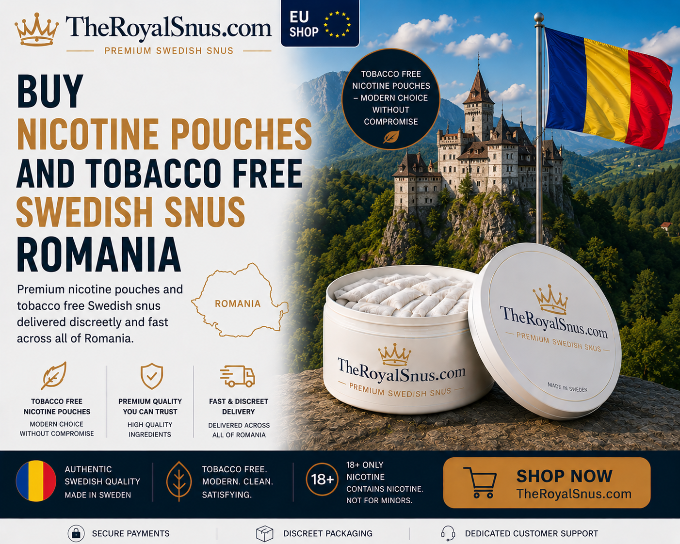 Buy Nicotine Pouches and tobacco free Swedish Snus Romania