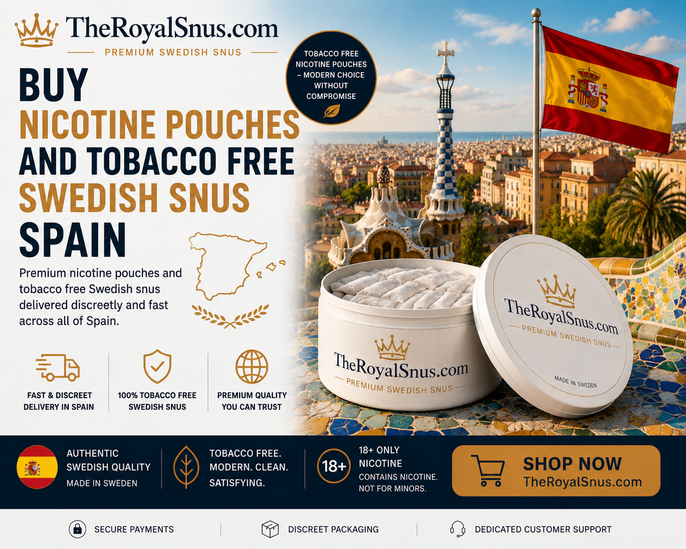Buy Nicotine Pouches and tobacco free Swedish snus Spain