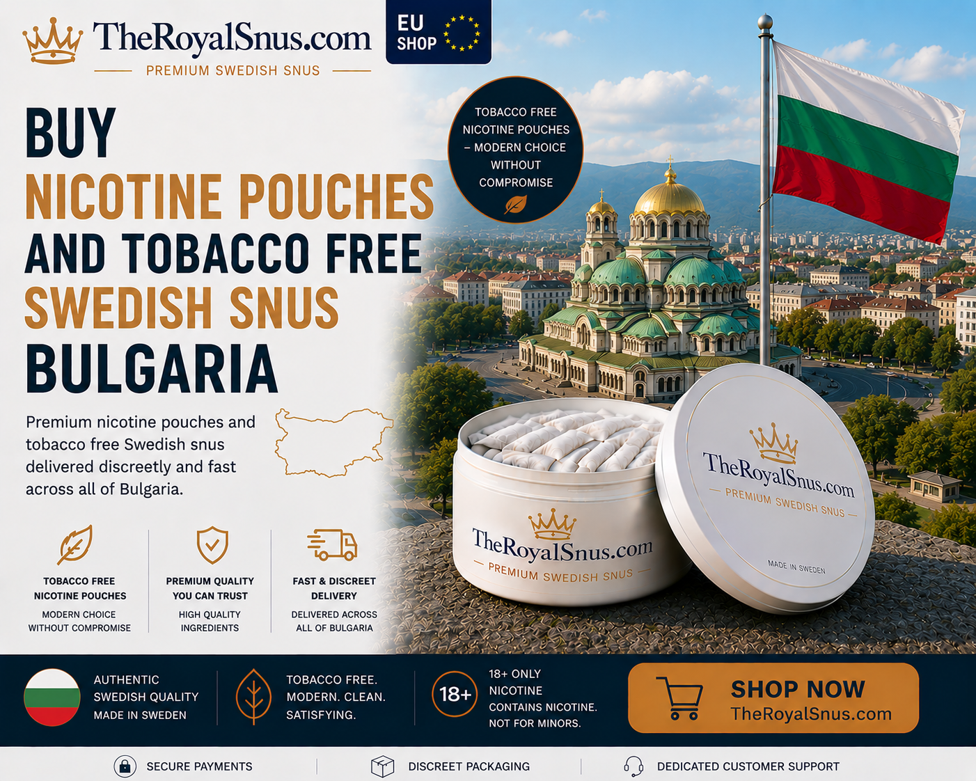 Buy Nicotine Pouches and tobacco free Swedish snus Bulgaria