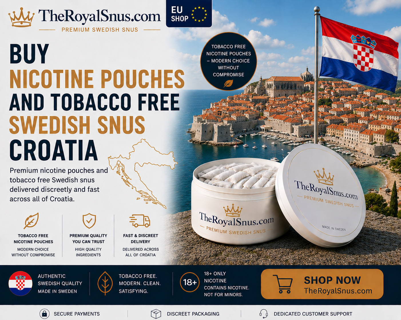 Buy Nicotine Pouches and tobacco free Swedish Snus Croatia