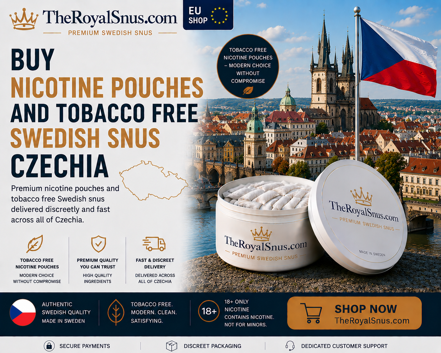 Buy Nicotine Pouches and tobacco free Swedish snus Czechia
