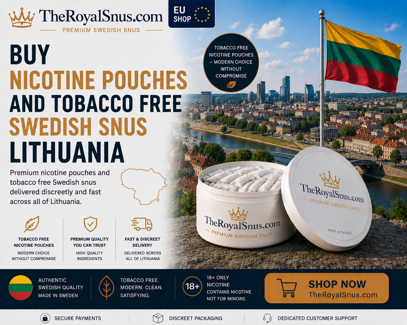Buy Nicotine Pouches and tobacco free Swedish Snus Lithuania