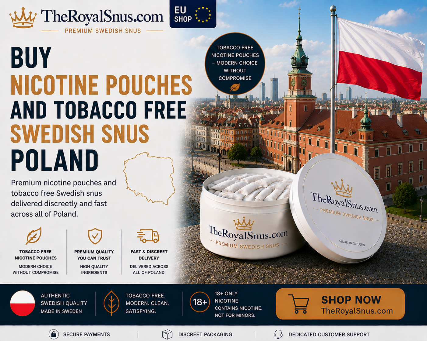 Buy Nicotine Pouches and tobacco free Swedish snus Poland