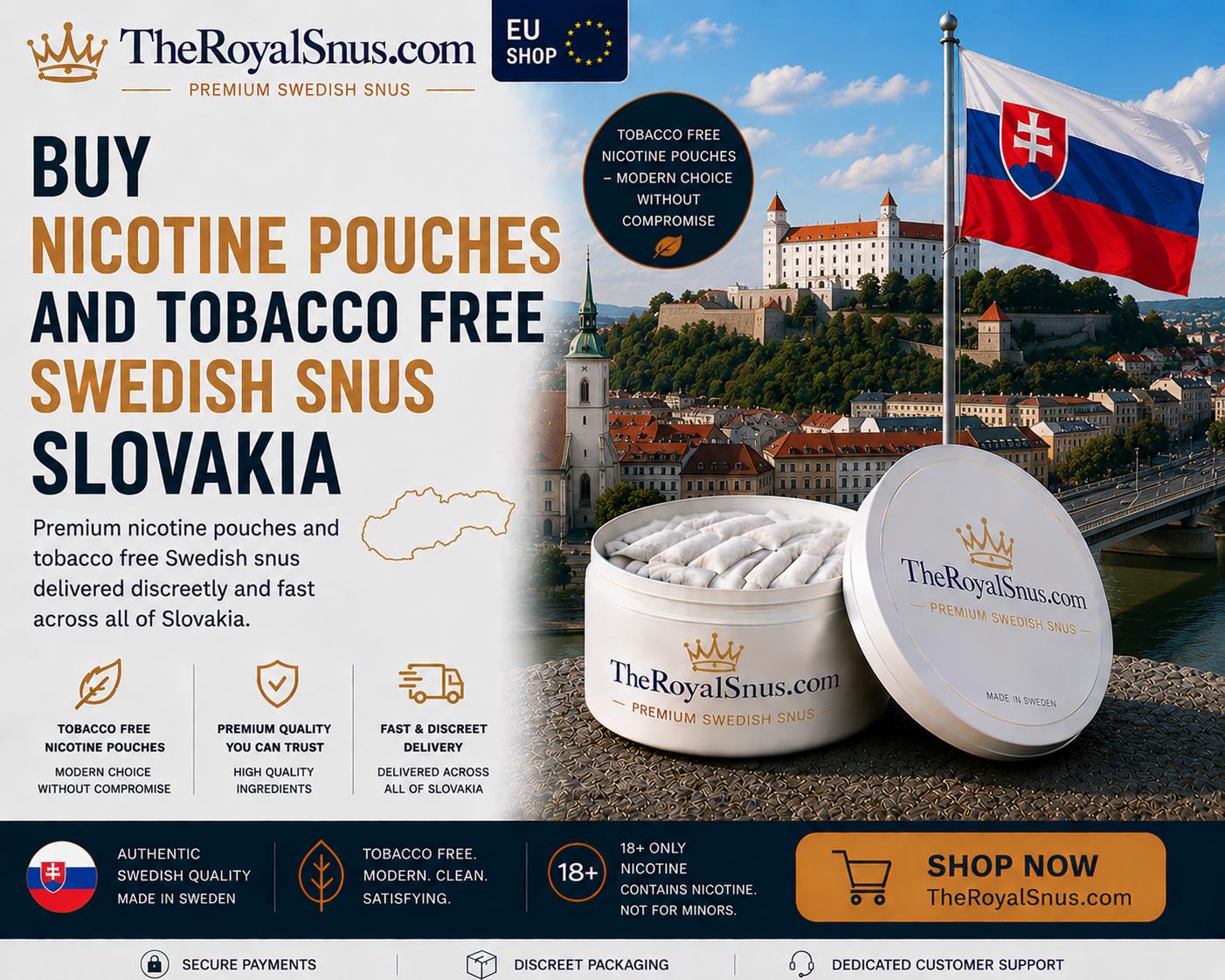 Buy Nicotine Pouches and tobacco free Swedish snus Slovakia
