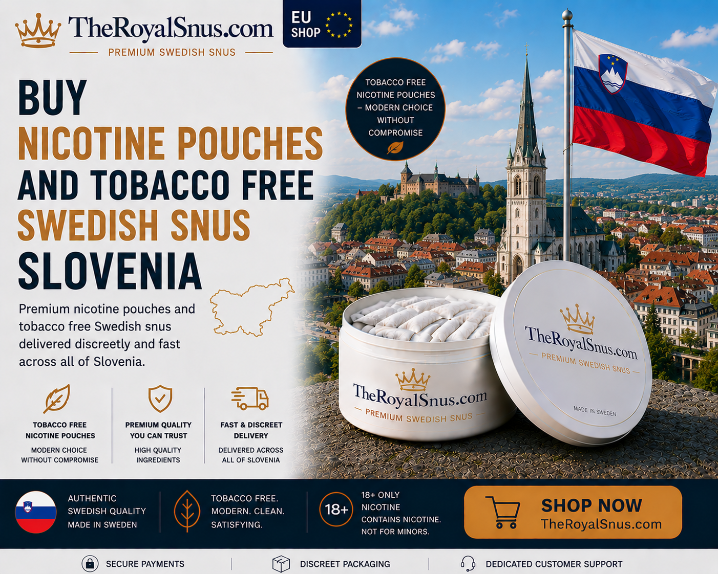 Buy Nicotine Pouches and tobacco free Swedish snus Slovenia