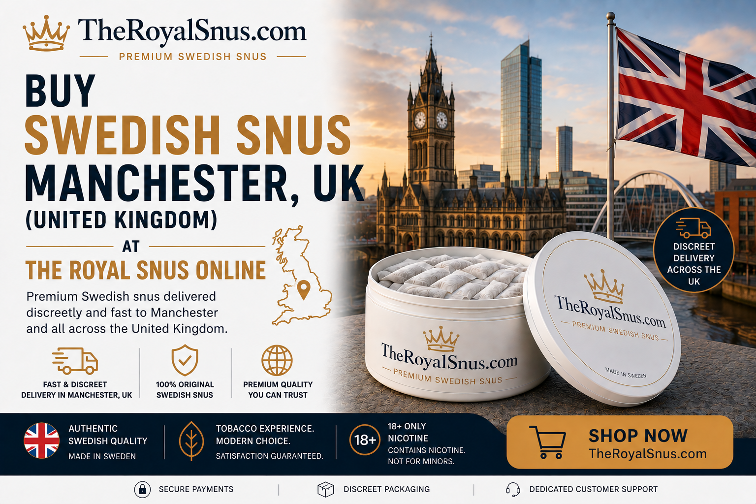 Buy Swedish Snus Manchester, UK (United Kingdom) at The Royal Snus Online