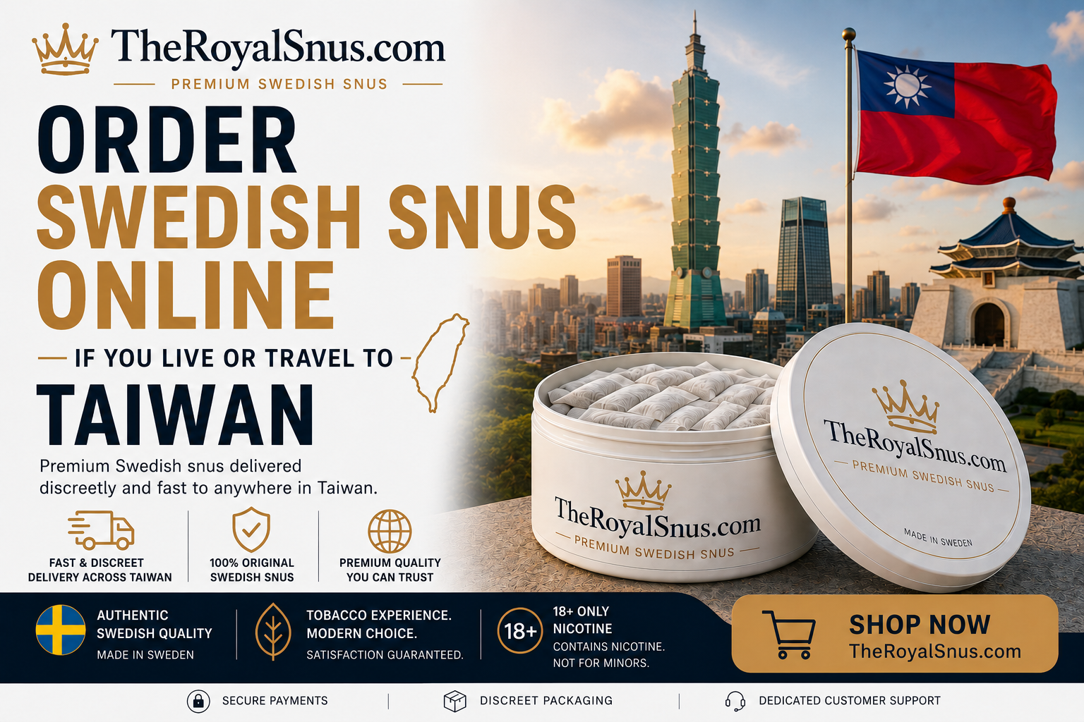 Order Swedish snus online if you live or travel to Taiwan