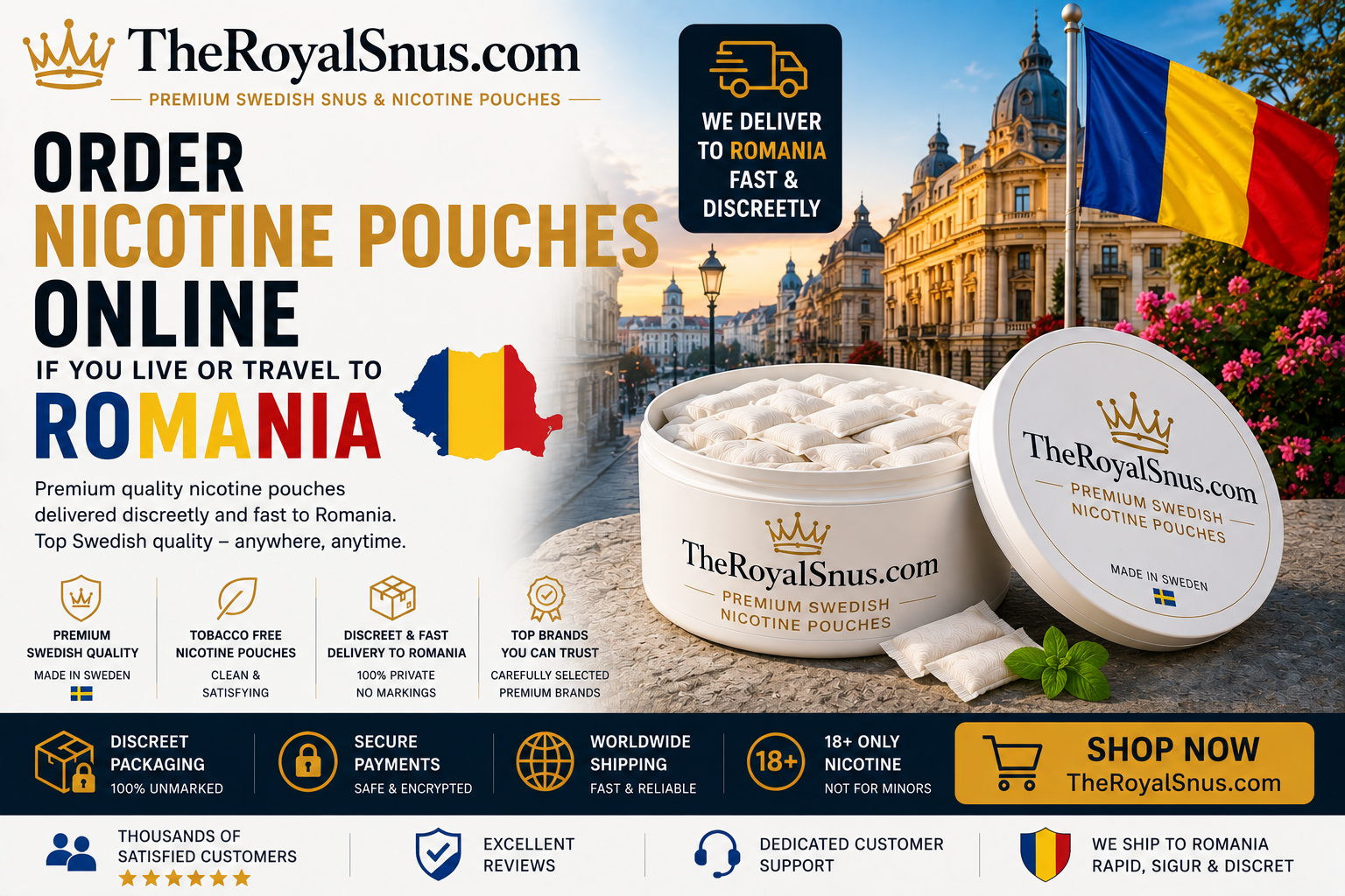 Order nicotine pouches online if you live or travel to Romania