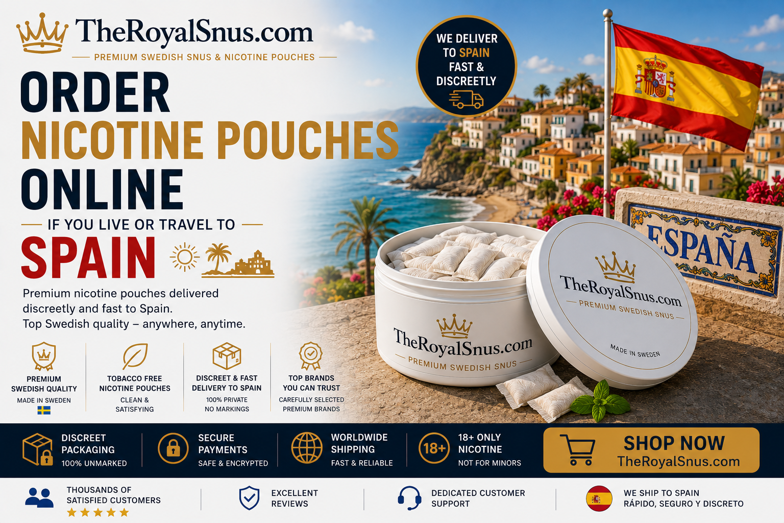 Order nicotine pouches online if you live or travel to Spain